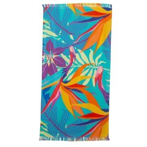 MODA at Home Bright Tropic Hammam Fringe Tropical Print Cotton Wrap Beach Towel